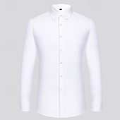 billiga Button Down-skjortor för män-Herr Skjorta Knapp upp skjorta Randig Bröllop Fest Vit Marinblå Blå Himmelsblå Långärmad Kavajslag Höst Vinter Kläder Fleece