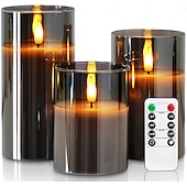 economico Luci di candela-3 pezzi di luci di candela a LED senza fiamma con telecomando - a batteria, bianco caldo, natale, matrimonio &amp;decorazioni per feste