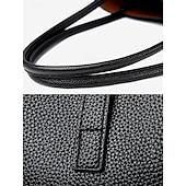 cheap Handbag &amp; Totes-Women&#039;s Green Faux Leather Tote Bag, Simple Design, Gold Buckle Decoration - Stylish and Practical Tote Bag for Work, Shopping and Daily Use Black White Red