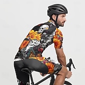 abordables Maillots pour hommes-Homme Maillot de cyclisme Crâne Manche Courte Cyclisme T-shirt Maillot avec 3 poches arrière VTT Vélo tout terrain Séchage Rapide Design Anatomique Évacuation de l&#039;Humidité Respirant Des sports Noir