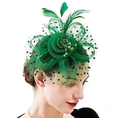 abordables Tocados-Tocados para mujer, sombrero para fiesta de té, diadema con flores, cóctel, malla, plumas, pinza para el pelo, sombrero Derby de Kentucky, boda