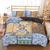 cheap Duvet Cover Sets-Duvet Cover Set Boho Paisely Art Red Black Pattern Duvet Cover Set Soft 3-Piece Luxury Polyester Bedding Set Home Decor Gift