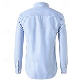 preiswerte Herrenhemd zum Knöpfen-Herren Hemd Sommerhemd Lässiges Hemd Knopfhemd Schwarz Weiß Rote Marineblau Blau Langarm Streifen Kargen Urlaub Hawaiianisch Button-Down Bekleidung Polyester Modisch Brautkleider schlicht Komfortabel