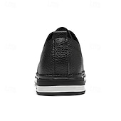 economico Casuale-scarpe da ginnastica casual stringate in similpelle bianca da uomo, comode scarpe antiscivolo con suola in gomma, ideali per l&#039;uso quotidiano e per il tempo libero