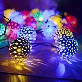 お買い得  ソーラーストリングライト-5m-20LED/6.5m-30LED 屋外ソーラーモロッコボールライトストリング 中庭 ガーデンフェンス バルコニーステップ フェスティバル ウェディング 雰囲気 装飾ライトストリング