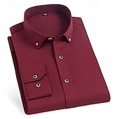 preiswerte Button-Down-Hemden für Herren-Herren Hemd Oberhemd Knopfhemd Glatt Hochzeit Party Schwarz Weiß Rosa Wein Langarm Kargen Frühling Herbst Bekleidung Tasche