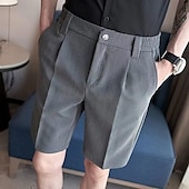 cheap Dress Shorts-Men&#039;s Shorts Dress Shorts Pocket Elastic Waist Straight Leg Plain Comfort No-Iron Knee Length Office Business Daily Fashion Streetwear Black Khaki