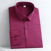 abordables chemises sans repassage pour hommes-Homme Chemise Chemise boutonnée Couleur unie Mariage Soirée Noir Blanche Jaune Vert Claire manche longue Revers Printemps Automne Vêtement Tenue Poche