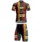 economico Set di abbigliamento da uomo-Per uomo Maglia da ciclismo con pantaloncini Manica Corta Mountain Bike MTB Ciclismo su strada Estate Primavera Autunno Nero Rosa Rosso A righe Lettere &amp; Numeri Bicicletta Cerniera Frontale