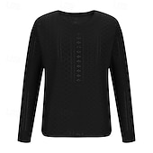 preiswerte Basic-T-Shirts-Herren T Shirt T-Shirt Langarmshirt Langarm V Ausschnitt Frühling Herbst Einfach Mode Designer Basic Jacquard Urlaub Straße Ausgehen Schwarz Weiß Blau Top T-Shirt für Herren