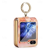 cheap Samsung Cases-Phone Case For Samsung Galaxy Z Flip 6 Z Flip 5 Z Flip 4 Z Flip 3 Back Cover Ring Holder Shockproof Retro PU Leather