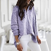 abordables Chemises-Femmes Chemises inspirées du lin Boutonner Chemise en coton Quotidien manche longue Asymétrique Hauts Réguliers Quotidien Rose Claire Bleu Violet Kaki Gris Clair Printemps