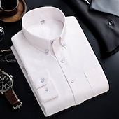 economico camicie oxford da uomo-Per uomo Camicie Camicia abbottonata Camicia Oxford Camicia non stirabile Camicia a righe A quadri / A righe / Chevron Matrimonio Ufficio e carriera Blu chiaro Bianco Blu marino Blu reale Manica lunga