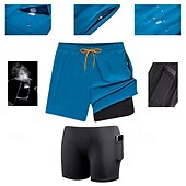 cheap Men&#039;s Boxer Swim Trunks-Men&#039;s Swim Trunks Swim Shorts Board Shorts Bottoms Drawstring 2 in 1 with Pockets Swimming Surfing Beach Water Sports Solid Colored Summer Spring