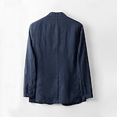 preiswerte Herren Elite Oberbekleidung-Herren Blazer aus 100 % Leinen Blazerjacke Schule Formell Hochzeit Elegant Urlaub Sommer Frühling 100% Leinen Leinen Einfarbig Einreihig Zwei-Knopf Blazer Dunkelgrau Marineblau Beige Hellblau