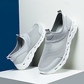 Недорогие Мужские кроссовки-мужские серые сетчатые кроссовки без застежек с амортизирующей подошвой для легкости и комфорта при активном образе жизни
