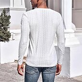 preiswerte Basic-T-Shirts-Herren T Shirt T-Shirt Langarmshirt Langarm V Ausschnitt Frühling Herbst Einfach Mode Designer Basic Jacquard Urlaub Straße Ausgehen Schwarz Weiß Blau Top T-Shirt für Herren