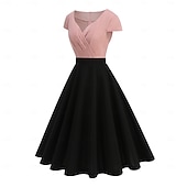 ieftine Rochii-Elegant 1950 Rochie de epoca Lungime Genunchi Rochii Rochie A-Line Rochie de ceai Linia -A Pentru femei Crăciun Carnaval An Nou Venire Acasă Casul / Zilnic Petrecerea Burlăcițelor Adulți Rochii de