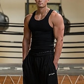 preiswerte Fitness Tank-Tops-Herren Tank Top Weste Unterhemd Ärmelloses Shirt Ärmellos Rundhalsausschnitt Sommer Einfach Mode Designer Basic Schnelltrocknend Urlaub Straße Ausgehen Hellgelb Schwarz Weiß Top T-Shirt für Herren