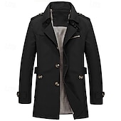 preiswerte Herren-Blazer &amp; -Anzüge-Herren übergangsjacke Trenchcoat Ausgehen Ganzjahres Windjacke Oberbekleidung Bekleidung Einfarbig Button-Down Umlegekragen Einreihig