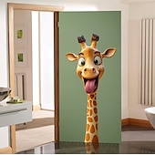 tanie Okładki drzwi-Zabawne Zwierzęta Dekoracje Drzwi Pokrycia Drzwi Giraffe Gobelin Zasłona Drzwi Dekoracja Tło Wewnątrz/Zewnątrz Baner Drzwi dla Domku Wiejskiego