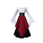 levne oblečení-Retro Středověké Sukně Tričko Ren Faire Zvonové Nahoře nabírané Viking Elfí Dámské Keltské Pirát Fantazie předvečer Všech svatých Karneval Plesová maškaráda Běžné / Denní LARP Dospělé Tričko Sukn