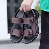 cheap Vacation Sandals-Men's Black Sport Sandals with Adjustable Buckle Straps, Comfortable Design for Outdoor, Casual and Summer Activities