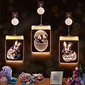 cheap Decorative Lights-LED Easter bunny Easter egg with suction cup window lamp, festive dinner party atmosphere decoration lamp, AAA battery box power supply