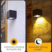 お買い得  屋外用ウォールライト-ソーラーウォールライト 防水 屋外 温白色/RGB LED 装飾照明 庭 ガーデン 外壁用 屋外ソーラーフェンスライト 2個