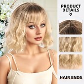 お買い得  トレンドの合成ウィッグ-人工毛ウィッグ ウェーブ カーリーウィーブ アシメントリー・ヘアカット ニートバング 機械製 かつら 30 インチ A1 合成 女性用 クラシック 快適 カラーグラデーション マルチカラー