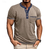 abordables Camiseta informal tipo henley-Hombre Camiseta con botones Camiseta Henley Shirt Camisa manga corta Manga Corta Henley Verano Bloque de color Color sólido/liso Moda Design Moda Vacaciones Calle Noche Azul marinero Negro Blanco