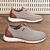 preiswerte Sneaker für Herren-Atmungsaktive Strick-Sneaker für Herren mit Kunstlederakzenten – stylische, leichte Sportschuhe für die Freizeit und den Komfort im Alltag