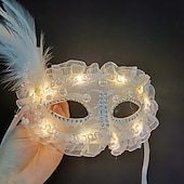 olcso Maszk-Halloween Velencei maszk Columbina Farsangi maszk Fél arc Felnőttek Férfi Női Farsang Mardi Gras Parti Álarcos mulatság Velencei karnevál Egyszerű Halloween jelmezek Kiöltözik
