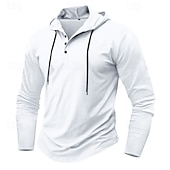 preiswerte Basic-T-Shirts-Herren T Shirt Henley Hemd T-Shirt Langarmshirt Langarm Henley Frühling Herbst Einfach Mode Designer Basic Knöpfe Urlaub Straße Ausgehen Schwarz Weiß Marineblau Top T-Shirt für Herren