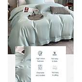 economico Set copripiumino-Set di Biancheria da Letto in Cotone Egiziano Bianco Solido Luxury Soft Brushed con Bordo Scolpito Completo Copripiumino Copripiumino per Regine e King Size con Federe