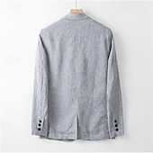 cheap Men&#039;s Blazers-Men&#039;s 100% Linen Blazer Blazer Business Cocktail Party Wedding Party Fashion Casual Spring Autumn / Fall 100% Linen Plain Buttons Pocket Comfortable Single Breasted Blazer White Navy Blue khaki Gray
