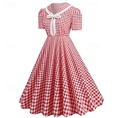 levne Šaty-Retro 50. léta Rockabilly Šaty Houpací šaty Maškarní kostým Dámské Karneval Plesová maškaráda Denní nošení loučení se svobodou nevěsty Dospělé Šaty Šaty pro návrat domů