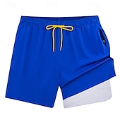 cheap Men&#039;s Boxer Swim Trunks-Men&#039;s Swim Trunks Swim Shorts Board Shorts Bottoms Drawstring 2 in 1 with Pockets Swimming Surfing Beach Water Sports Solid Colored Summer Spring