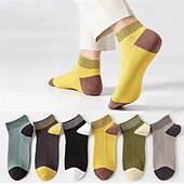 cheap Men&#039;s Socks-Men&#039;s 5 Pairs Multi Packs Socks Running Socks Casual Socks Rainbow Color Color Block Vacation Sports &amp; Outdoor Daily Basic Medium Spring Fall Fashion Casual