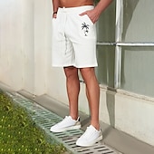 billige Herre Elite Shorts-Herre kinesisk Casual shorts Blad Pustende Utendørs Kort utendørs Daglig Ferie Hawaiisk Hvit Blå Mikroelastisk