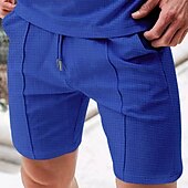 preiswerte Shorts-Herren Waffel Sportliche Shorts Sweatshorts Kurze Hose Shorts Kurze Hosen Sommer-Shorts Tasche Kordelzug Elastische Taille Glatt Komfort Atmungsaktiv Kurz Outdoor Sport Klassisch Brautkleider schlicht