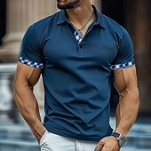 abordables Polo classique pour homme-Homme Graphique Polo Manche Courte Polos Chemises à Col Vêtement décontracté de travaile École Extérieur Tenue quotidienne Vêtements de maison Impression 3D Été Vert foncé Bleu de minuit Gris