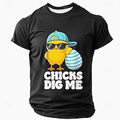 billige Morsomme T-skjorter for menn-Herre Kortermet Grafisk T-skjorte Morsom &quot;Kyllinger Koser Seg Med Meg&quot; Påskekylling Design