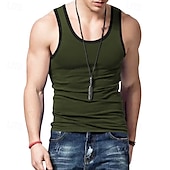 billiga Gym-toppar-Herr Linne Undertröjor Ärmlös tröja Ärmlös Rund hals Sommar Slät Mode Designer Muskel Utomhus Utekväll Gym Svart Vit Rubinrött Topp t-shirt för män