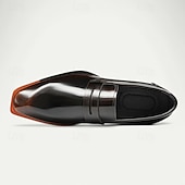 abordables Mocasines de cuero de primera calidad-Mocasines negros sin cordones de piel de vacuno de primera calidad para hombre con detalles en naranja en contraste, estilo formal para negocios y eventos especiales
