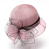 billige Partyhatter-Hodeplagg organza Bøttehatt Bryllup Bursdag Avslappet Aftenselskap cocktail Elegant søt stil Med Blomster Hodeplagg Hodeplagg
