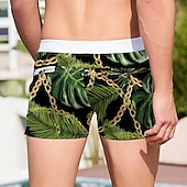 olcso Trópusi növények és virágok-Férfi Pálmafa levél Trópusi növények Úszónadrágok Deszkás short Úszónadrág Közepes csípő 3D mintás Hawaii Szörfözés Szabadság Tengerpart Zsinór hálós béléssel Rugalmas derék Tervező Ruházat