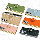 cheap Samsung Cases-Phone Case For Samsung Galaxy Z Fold 6 Z Fold 5 Z Fold 4 Back Cover Ring Buckle Shockproof Retro PU Leather