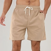 economico Pantaloncini casual-Per uomo Pantaloncini Pantaloncini estivi Pantaloncini casual Pantaloncini di velluto a coste Tasche A cordoncino Vita elastica Liscio Comfort Traspirante Breve Esterno Da mare Sport Informale Nero