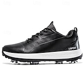 cheap Men&#039;s Golf Shoes-Men&#039;s Black and White Golf Shoes with Spiked Sole, Breathable Upper, and Lightweight Design for Comfort and Support on the Golf Course